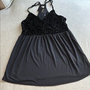 Black Velvet and Jersey Hollister Top